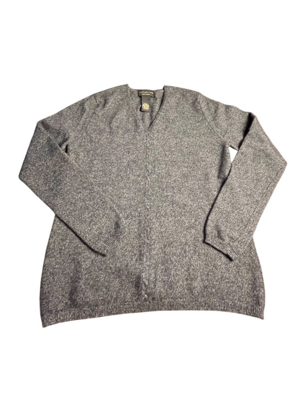 Croft & Barrow women’s M 100% Cashmere Gray V-Neck Sweater Made In Hong Kong